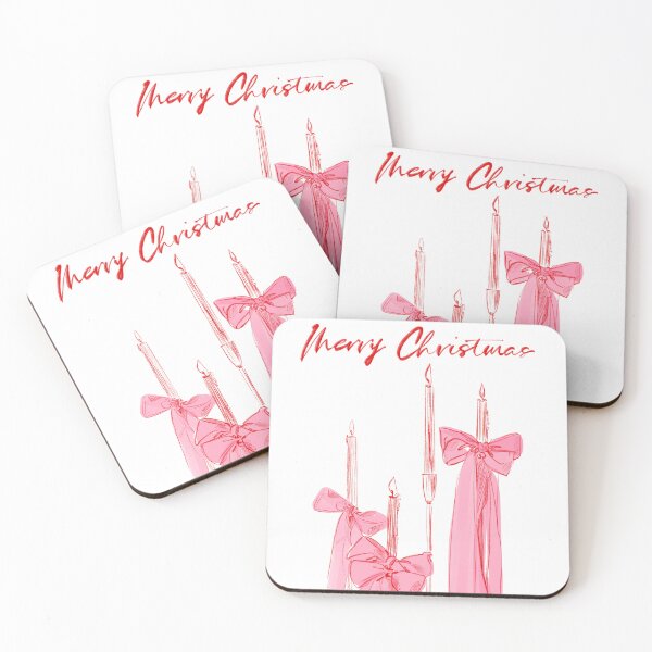 Item preview, Pink Bows Candles Merry Christmas Art Illustration by Dina Stoianova designed and sold by Dina Stoianova.