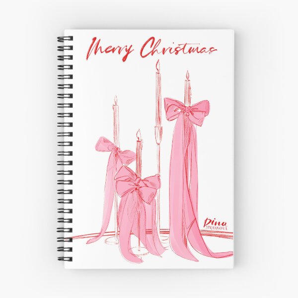 Item preview, Pink Bows Candles Merry Christmas Art Illustration by Dina Stoianova designed and sold by Dina Stoianova.