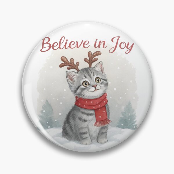 Item preview, Believe in Joy Christmas Kitten – Cute Watercolor Holiday Cat with Antlers by Vivo Studio | Cozy Winter Art designed and sold by VivoStudio.