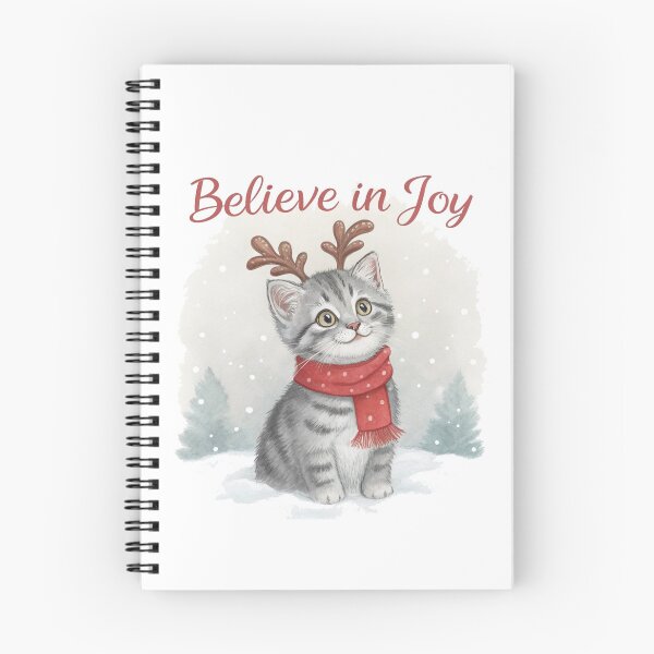 Item preview, Believe in Joy Christmas Kitten – Cute Watercolor Holiday Cat with Antlers by Vivo Studio | Cozy Winter Art designed and sold by VivoStudio.