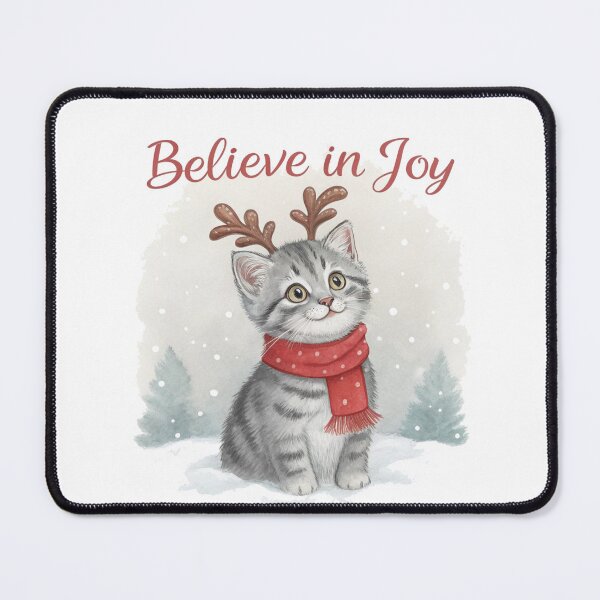 Item preview, Believe in Joy Christmas Kitten – Cute Watercolor Holiday Cat with Antlers by Vivo Studio | Cozy Winter Art designed and sold by VivoStudio.