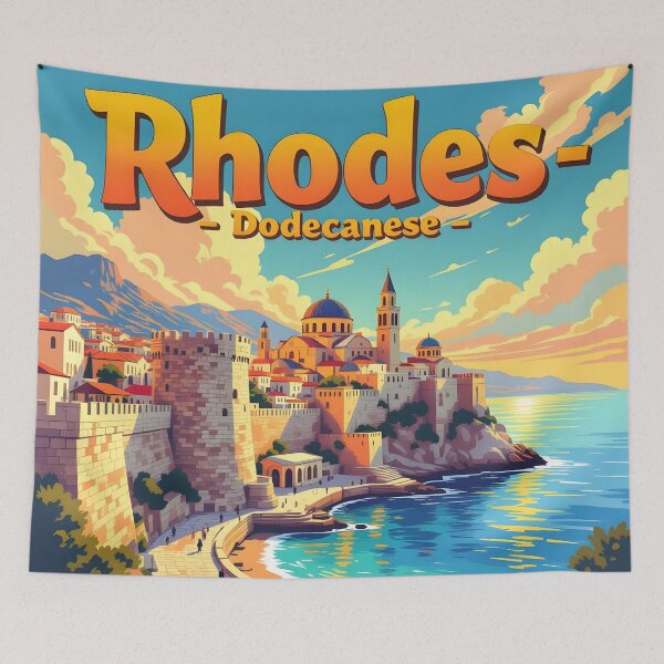 Item preview, Rhodes Old Town, Greece: Vintage-Style Painterly Travel Poster designed and sold by LSVart.