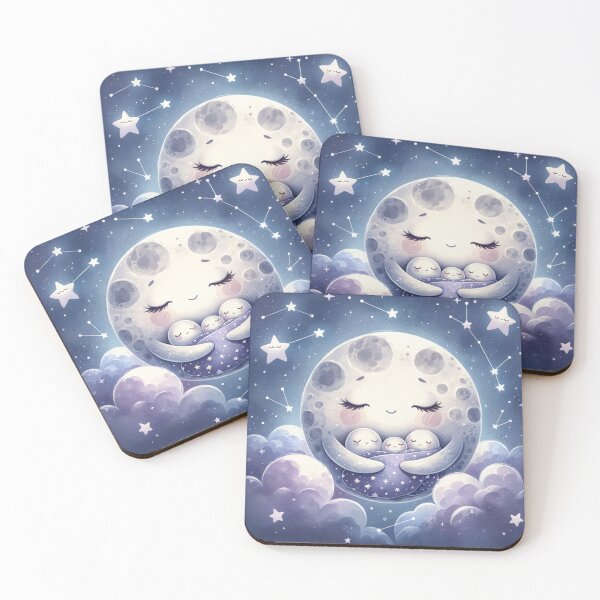Item preview, Moon Cradling Stars – Gentle Nighttime Lullaby Art designed and sold by HappySproutArt.