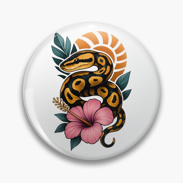 Item preview, Tropical Python – Exotic Snake Art with Hibiscus Flower designed and sold by SVALANART.
