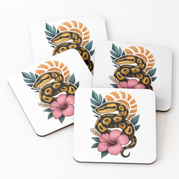 Item preview, Tropical Python – Exotic Snake Art with Hibiscus Flower designed and sold by SVALANART.