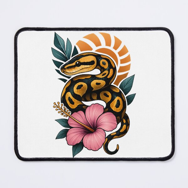 Item preview, Tropical Python – Exotic Snake Art with Hibiscus Flower designed and sold by SVALANART.
