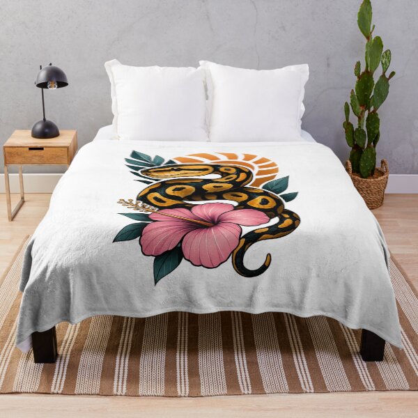 Item preview, Tropical Python – Exotic Snake Art with Hibiscus Flower designed and sold by SVALANART.