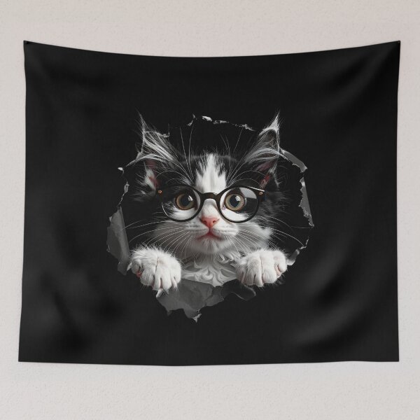 Item preview, Adorable cat peeking out/​Fluffy Black and White Kitten Burst T-shirt  designed and sold by Alicjareign.
