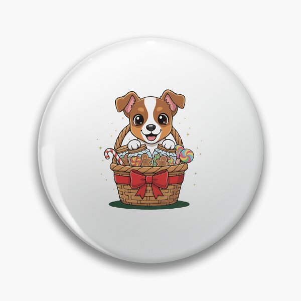 Item preview, Cute Toy Fox Terrier Puppy Preparing Christmas Gift Basket - Dog Lovers designed and sold by The Real Life Symphony.