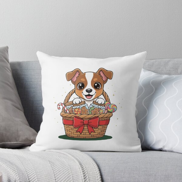 Item preview, Cute Toy Fox Terrier Puppy Preparing Christmas Gift Basket - Dog Lovers designed and sold by The Real Life Symphony.