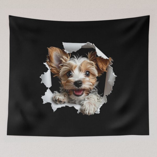 Item preview, Adorable fluffy dog peeking out t-shirt  designed and sold by Alicjareign.