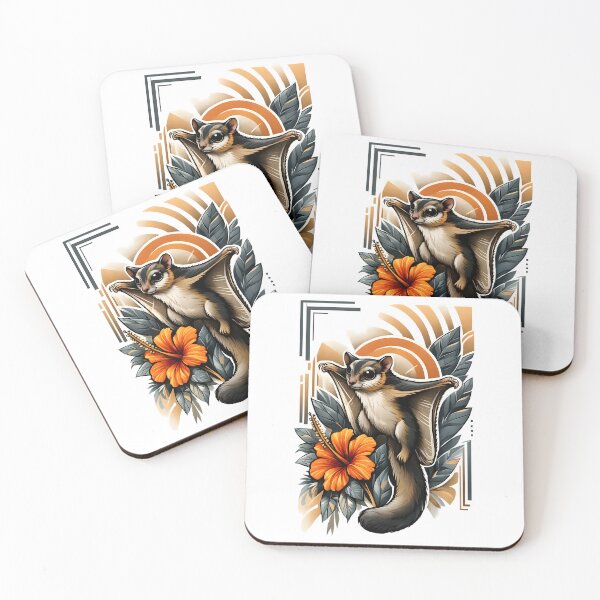 Item preview, Tropical Sugar Glider – Exotic Wildlife Art with Hibiscus Flower designed and sold by SVALANART.
