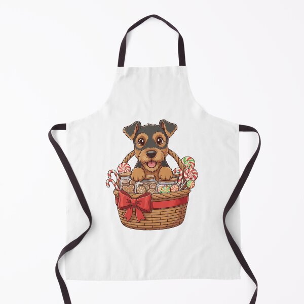 Item preview, Cute Airedale Terrier Puppy Preparing Christmas Gift Basket - Dog Lovers designed and sold by The Real Life Symphony.