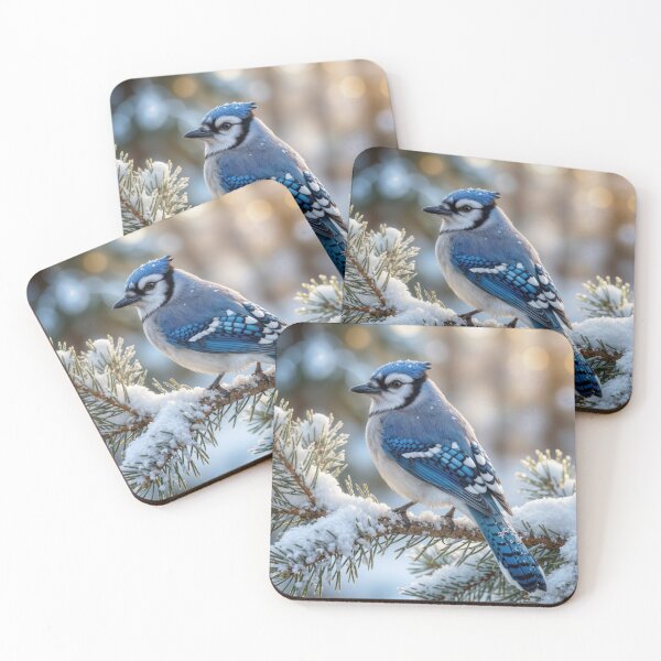 Item preview, Blue Jay Perched On a Snowy Pine Branch designed and sold by Maria Dryfhout.