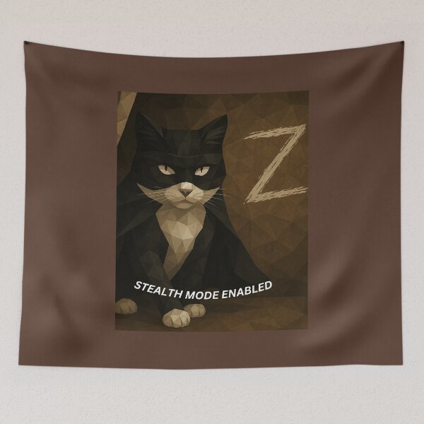 Item preview, Stealth Mode Enabled – Geometric Masked Cat Art designed and sold by GeoWild Designs.