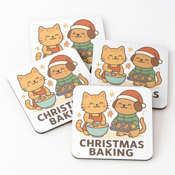 Item preview, Christmas Baking – Cute Cat and Dog Gingerbread Holiday Cartoon Design designed and sold by StyleLap.