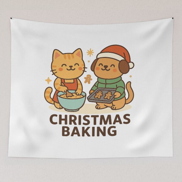 Item preview, Christmas Baking – Cute Cat and Dog Gingerbread Holiday Cartoon Design designed and sold by StyleLap.