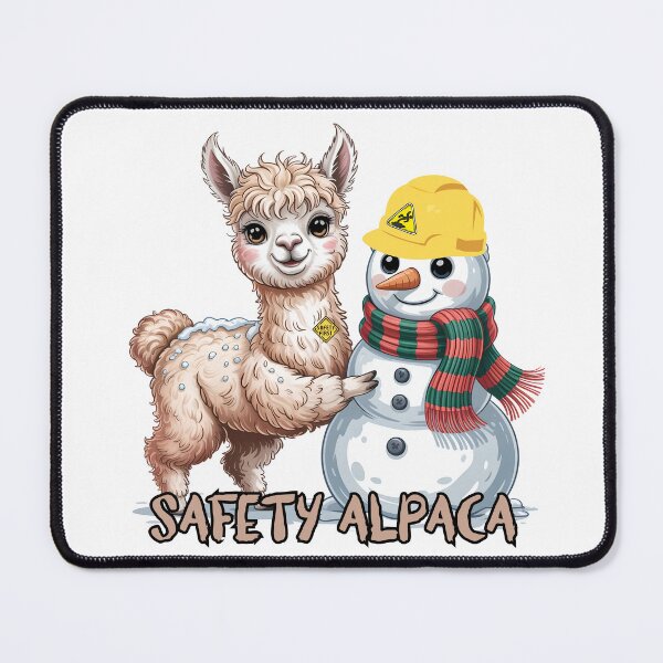Item preview, Cute Safety Alpaca and Snowman – Workplace Safety Christmas Design designed and sold by PeteLawliiet.