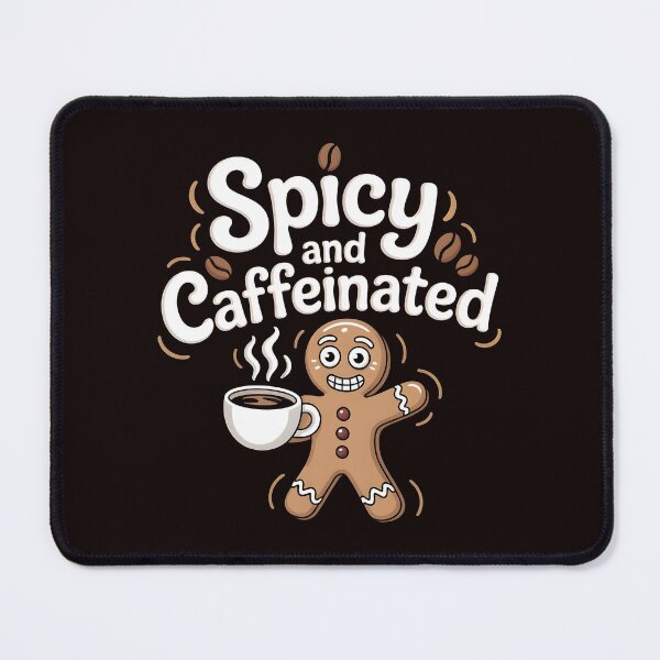 Item preview, Funny Gingerbread Coffee Quote – Spicy and Caffeinated designed and sold by Redgiant87x.