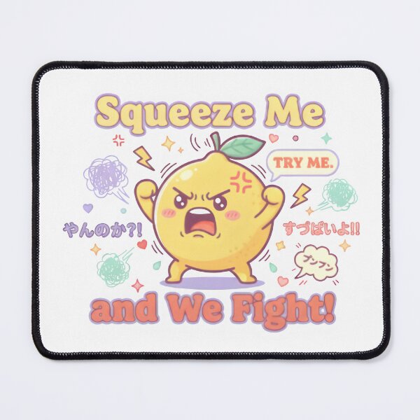 Item preview, Angry Lemon Kawaii Pun – “Squeeze Me and We Fight!” Cute Funny Citrus Cartoon Design designed and sold by Snackwear Apparel.
