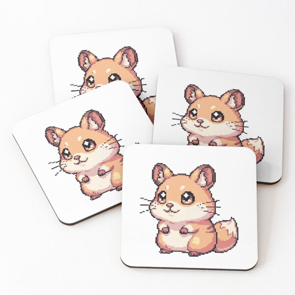 Item preview, Peach Fox-Hamster Bean – Cute Pastel Kawaii Pixel Hybrid designed and sold by Pixel Girl Aesthetic Studio.