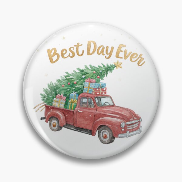 Item preview, Best Day Ever Christmas Truck – Vintage Red Holiday Pickup with Tree & Gifts | Watercolor Art by Vivo Studio designed and sold by VivoStudio.