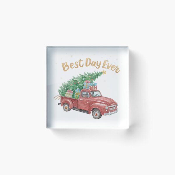 Item preview, Best Day Ever Christmas Truck – Vintage Red Holiday Pickup with Tree & Gifts | Watercolor Art by Vivo Studio designed and sold by VivoStudio.