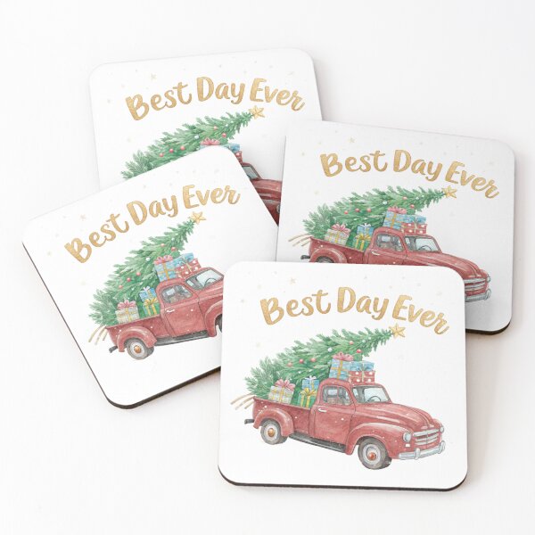 Item preview, Best Day Ever Christmas Truck – Vintage Red Holiday Pickup with Tree & Gifts | Watercolor Art by Vivo Studio designed and sold by VivoStudio.