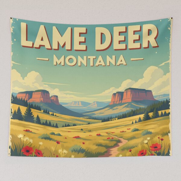 Item preview, Lame Deer, Montana: Vintage-Style Painterly Travel Poster designed and sold by LSVart.
