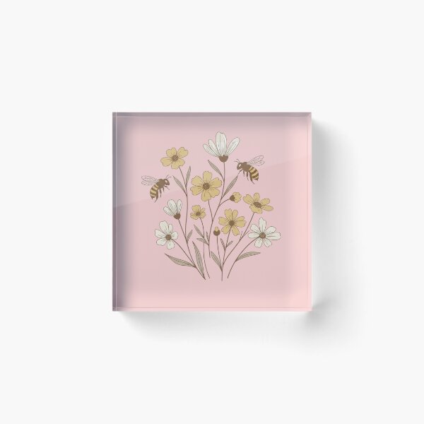 Item preview, Simple Minimalist Wildflower Bouquet | Cute Bee Botanical T-Shirt Print designed and sold by Vive con Fe.