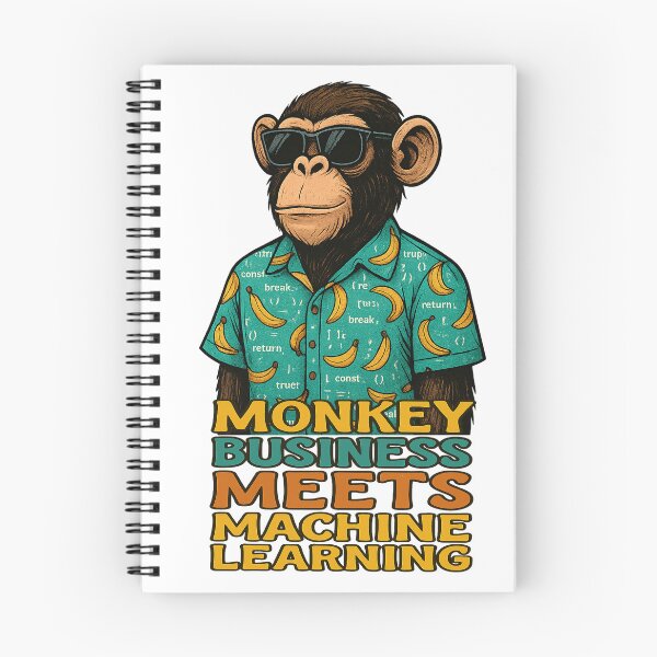 Item preview, Monkey Business Meets Machine Learning – Funny AI Coding Monkey Sticker designed and sold by MTeesGA.