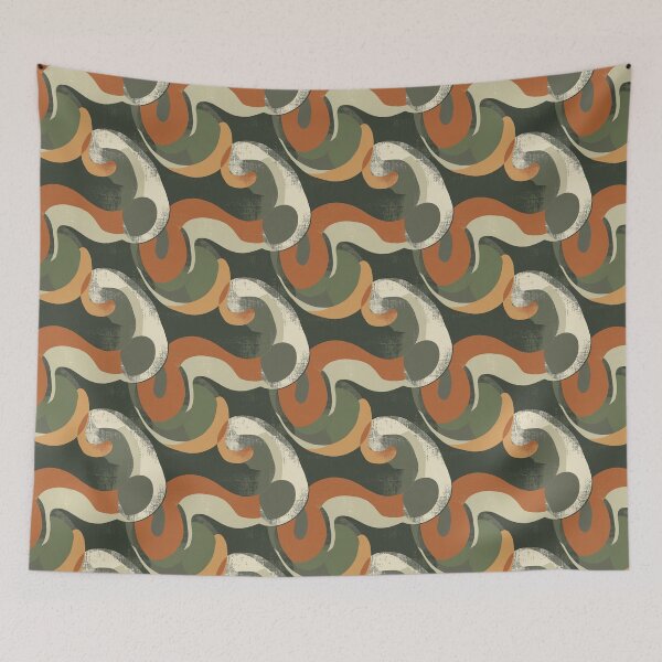 Item preview, Mid-Century Abstract Pattern – Fluid Retro: Olive You More with Swirling Organic Shapes in Olive, Burnt Orange, Beige & Brown designed and sold by The Print Parlor.