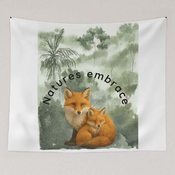 Item preview, Nature’s Embrace – Foxes in Forest Illustration designed and sold by GeoWild Designs.
