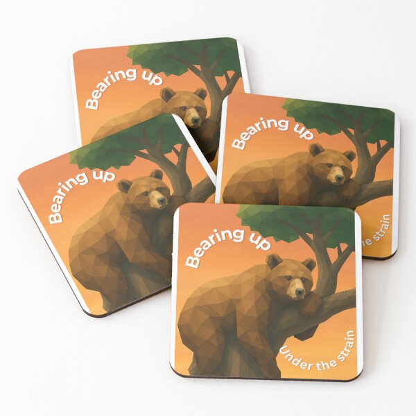 Item preview, “Bearing Up – Geometric Bear in Tree Sunset Design” designed and sold by GeoWild Designs.