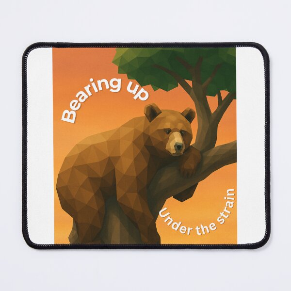 Item preview, “Bearing Up – Geometric Bear in Tree Sunset Design” designed and sold by GeoWild Designs.