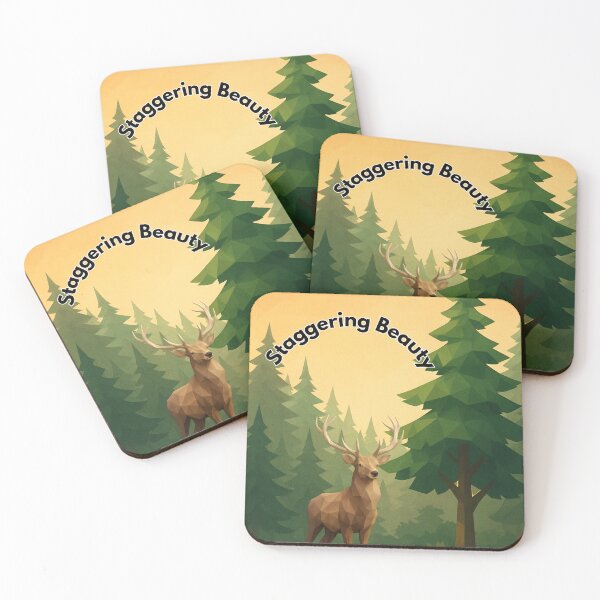 Item preview, “Staggering Beauty – Geometric Deer in Forest Sunset” designed and sold by GeoWild Designs.