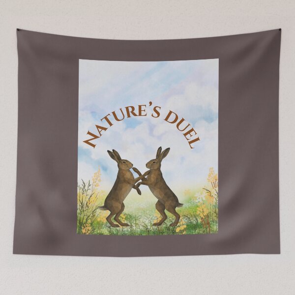 Item preview, Nature’s Duel – Boxing Hares in Spring Meadow designed and sold by GeoWild Designs.