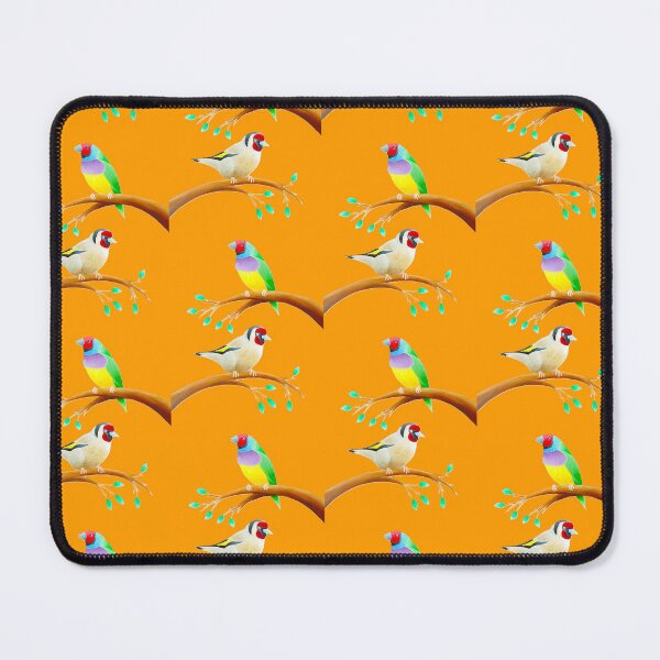 Item preview, Colourful birds design dark mustard background unique gift gouldianfinch goldfinch designed and sold by Arniesart85.