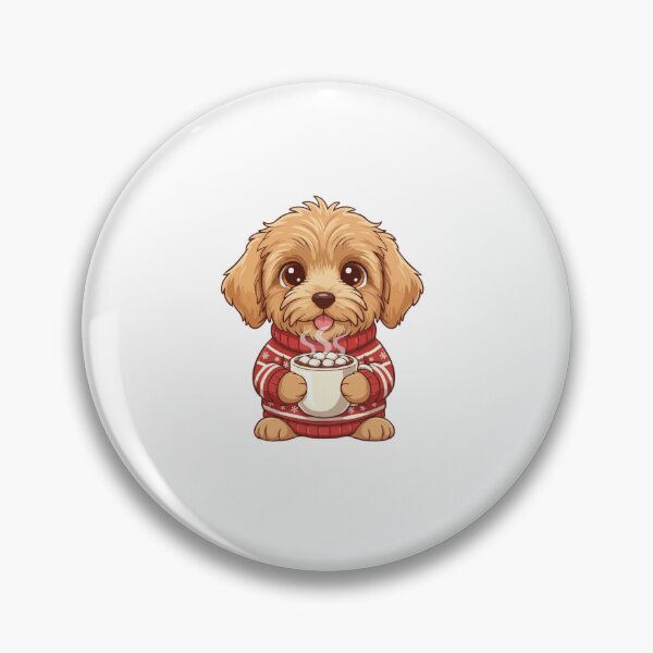 Item preview, Cute Christmas Goldendoodle Puppy with Hot Cocoa - Dog Lovers designed and sold by The Real Life Symphony.