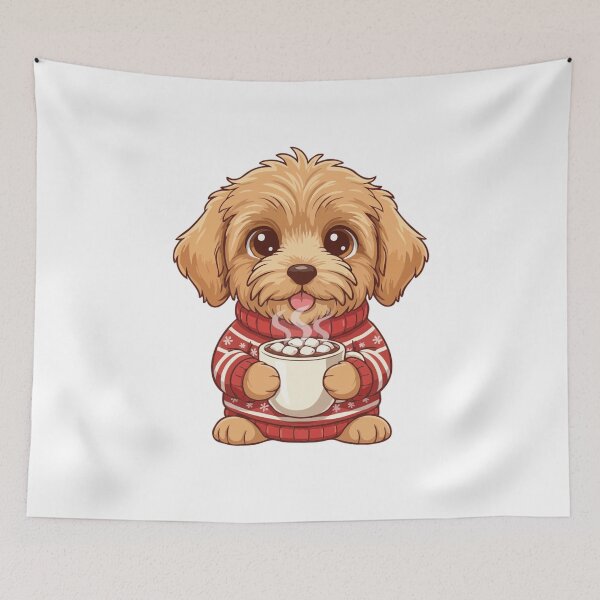 Item preview, Cute Christmas Goldendoodle Puppy with Hot Cocoa - Dog Lovers designed and sold by The Real Life Symphony.