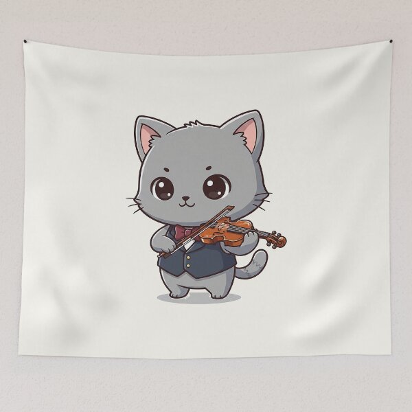 Item preview, Cute Violinist Gray Cat designed and sold by HoopeStylee.