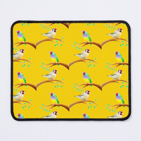 Item preview, Colourful birds design yellow mustard background unique gift gouldianfinch goldfinch designed and sold by Arniesart85.