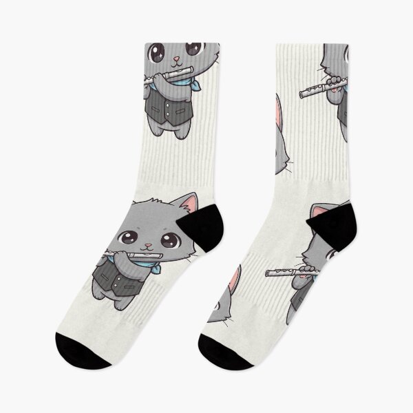 Item preview, Cute Flute Gray Cat designed and sold by HoopeStylee.