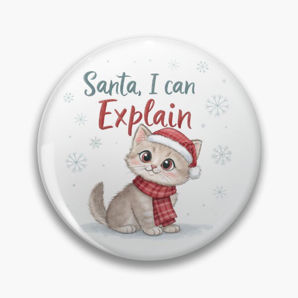 Item preview, Santa, I Can Explain – Cute Christmas Kitten Watercolor Illustration by Vivo Studio | Funny Holiday Cat designed and sold by VivoStudio.