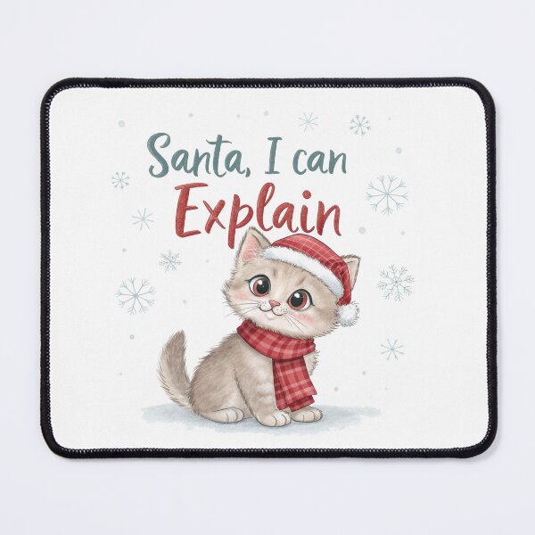 Item preview, Santa, I Can Explain – Cute Christmas Kitten Watercolor Illustration by Vivo Studio | Funny Holiday Cat designed and sold by VivoStudio.