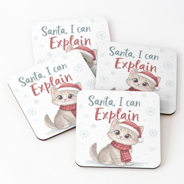 Item preview, Santa, I Can Explain – Cute Christmas Kitten Watercolor Illustration by Vivo Studio | Funny Holiday Cat designed and sold by VivoStudio.