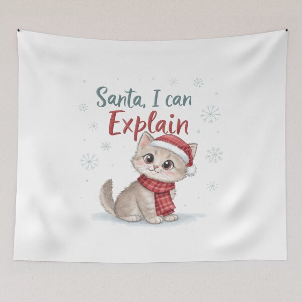 Item preview, Santa, I Can Explain – Cute Christmas Kitten Watercolor Illustration by Vivo Studio | Funny Holiday Cat designed and sold by VivoStudio.