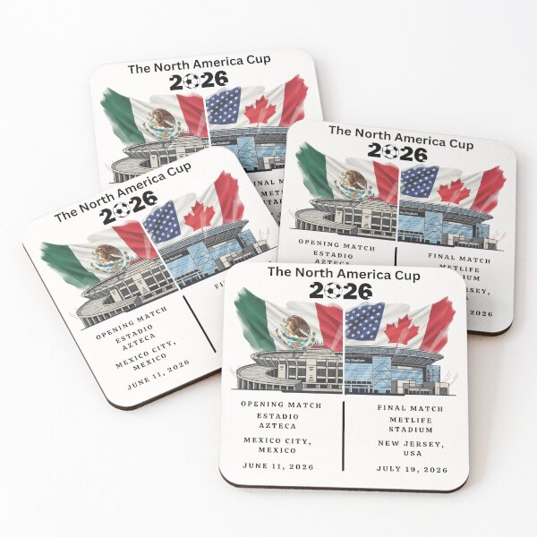 Item preview, 2026 World Cup Opening & Final – Azteca Stadium Mexico & MetLife Stadium USA – Football Design with Mexican, Canadian & US Flags designed and sold by La-Designita.