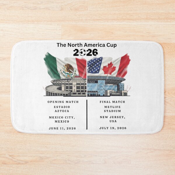 Item preview, 2026 World Cup Opening & Final – Azteca Stadium Mexico & MetLife Stadium USA – Football Design with Mexican, Canadian & US Flags designed and sold by La-Designita.