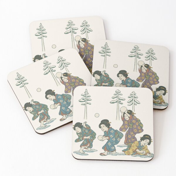Item preview, Geisha Snowball Fight – Vintage Japanese Ukiyo-e Winter Art designed and sold by Planthem.